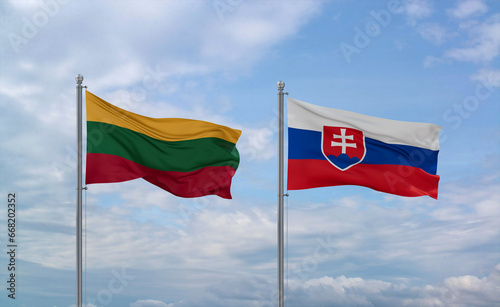 Canvas Print Slovakia and Lithuania flags, country relationship concept