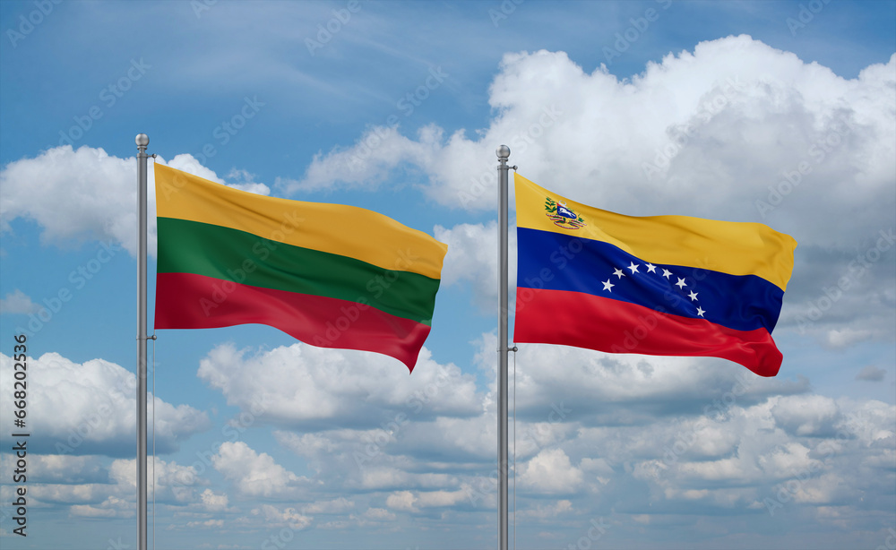 Venezuela and Lithuania flags, country relationship concept Venezuela and Lithuania flags, country relationship concept