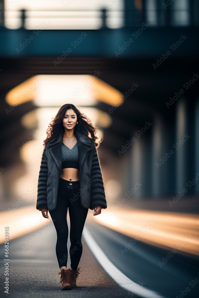 Obraz premium woman walking on the street
