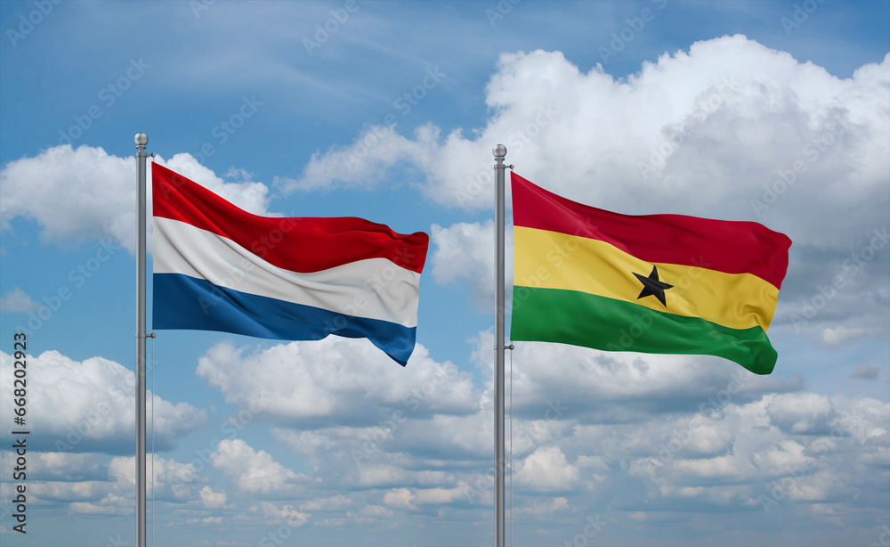 Ghana and Luxembourg flags, country relationship concept Ghana and Luxembourg flags, country relationship concept