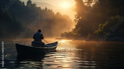  fisherman in a boat on river