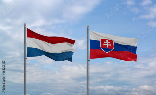 Canvas Print Slovakia and Luxembourg flags, country relationship concept