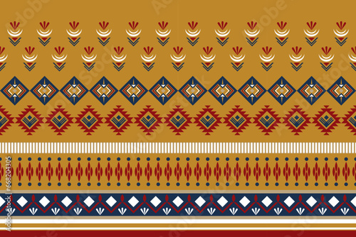 Geometric ethnic pattern traditional Design for background, carpet, wallpaper, clothing, wrapping, Batik, fabric, Vector illustration embroidery style.