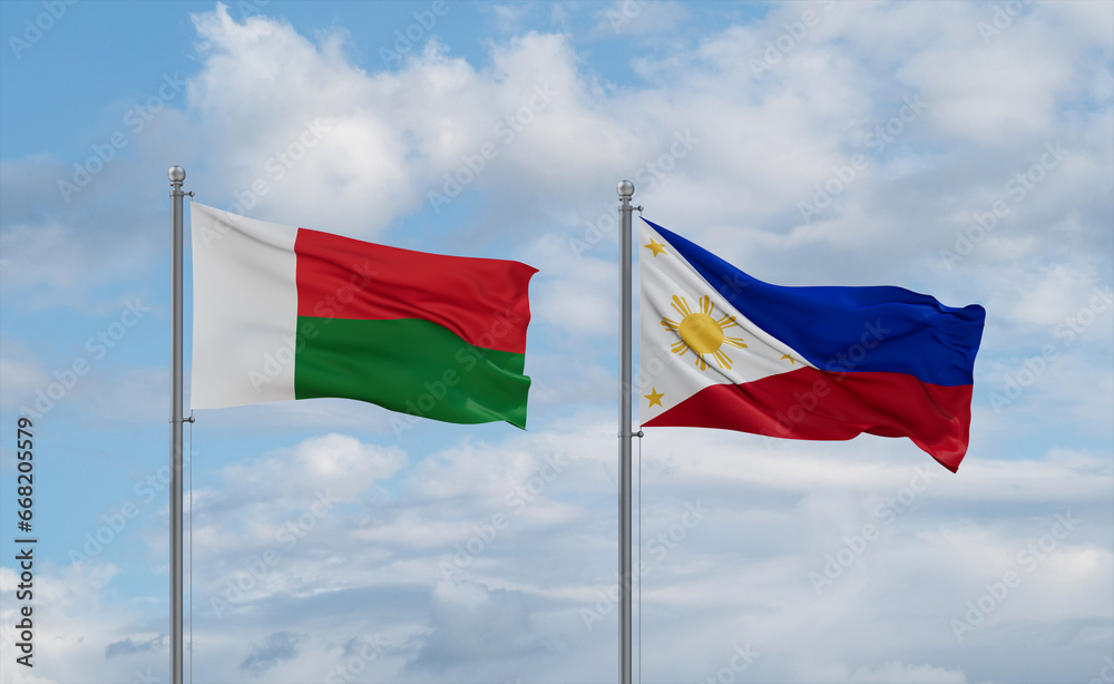 Philippines and Madagascar flags, country relationship concept Philippines and Madagascar flags, country relationship concept