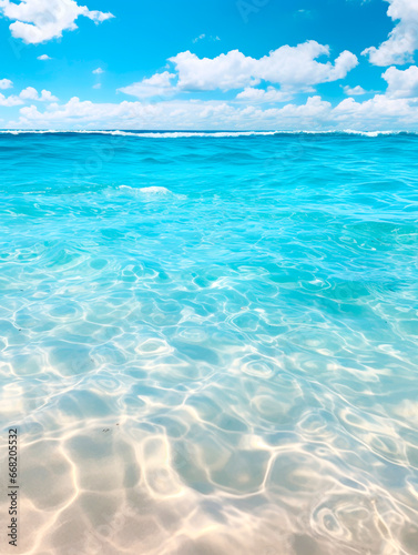 Beautiful Landscape summer vertical front viewpoint tropical sea and blue sky background calm Nature ocean Beautiful wave water. AI Generated © millenius
