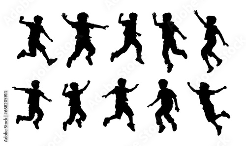 kids children boys jumping dance silhouette 
