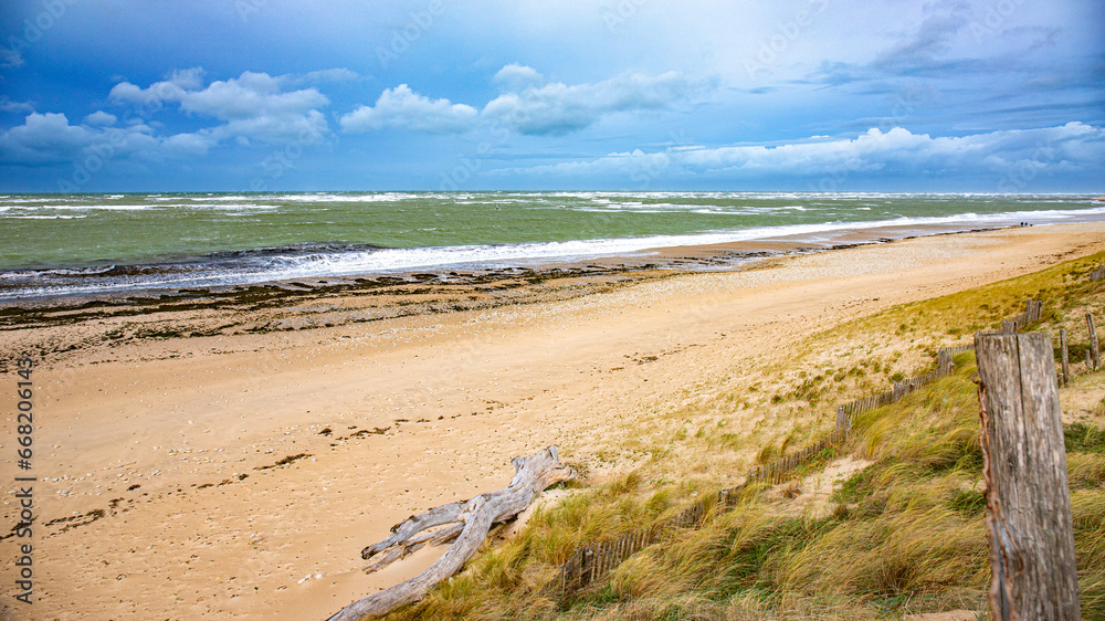 french atlantic ocean coastline in winter