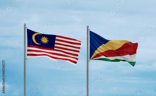 Seychelles and Malaysia flags, country relationship concept