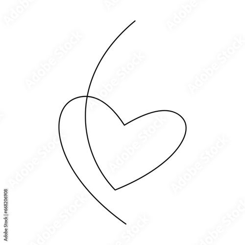 Heart silhouette icon vector. Line continuous drawing. Graphic design element, print, banner, Valentine’s card, wall art poster, brochure, postcard, love sign, logo, symbol, minimal print.