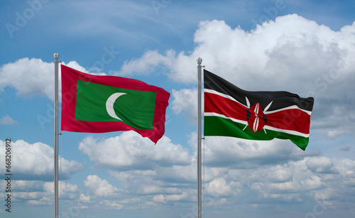 Kenya and Maldives flags, country relationship concept