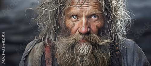 Hairy wrinkly old man.AI generated.