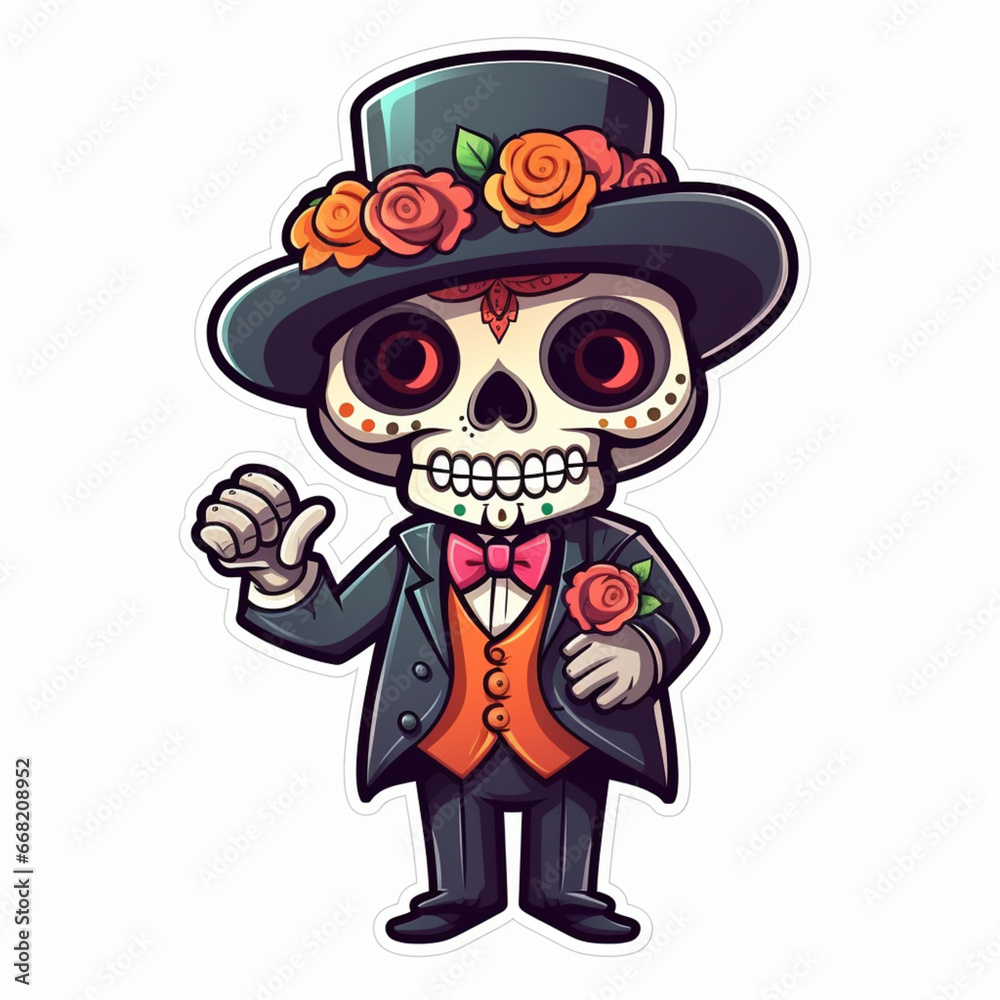 Cute Day of the Dead Stickers Cute Day of the Dead Stickers