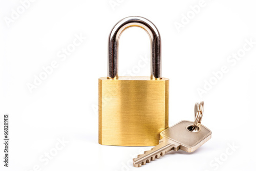 The metallic sheen of a brass padlock signifies the secure and closed nature of a valuable object, serving as a reliable safeguard for one's possessions.