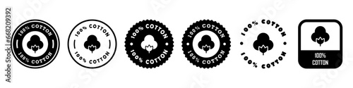 Cotton - 100 percent. Collection of vector stickers for clothes. Made of cotton.