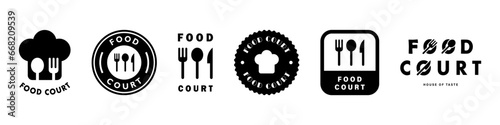 Food court - collection of vector signs. Cafe or restaurant signs.
