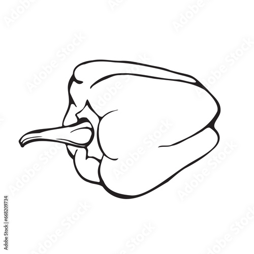 Black silhouette of bell pepper. Drawing of poison. Vector illustration