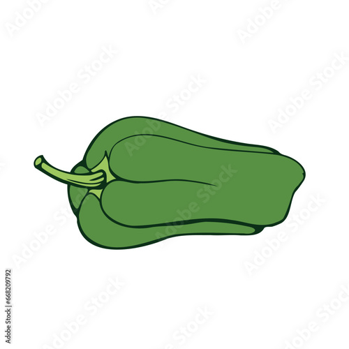 Green Bulgarian pepper. Vector illustration