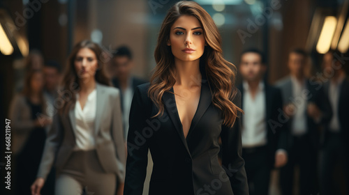 Boss Woman in office walking