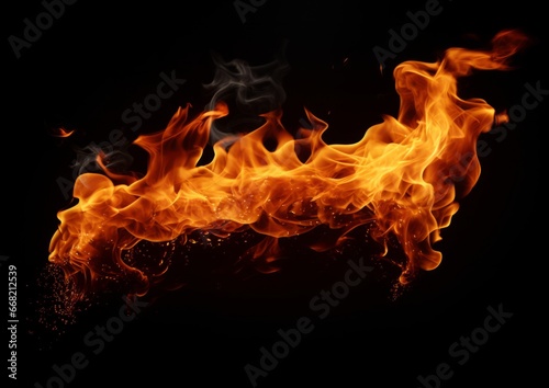 Abstract fire flames on isolated black background