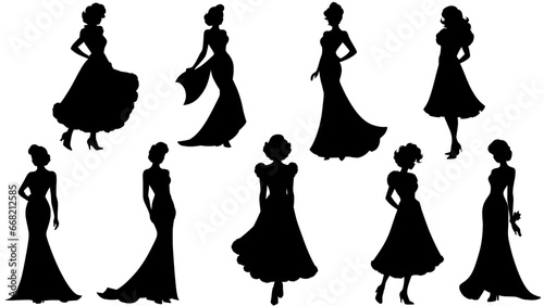 Stylish silhouettes of fashion ladies