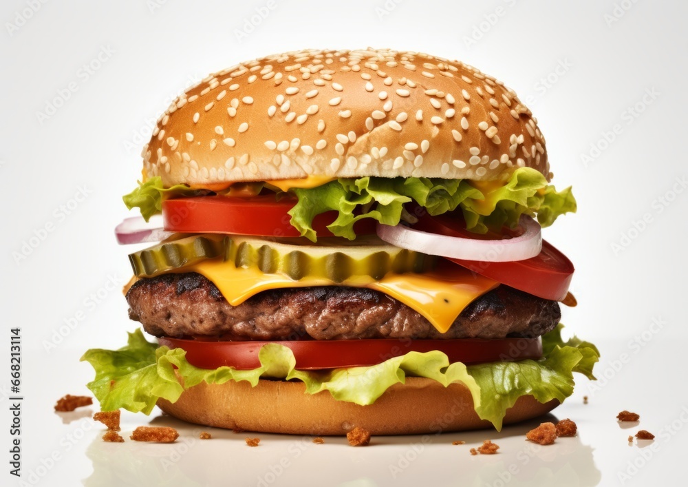 Delicious fastfood grilled hot fresh tasty cheeseburger, hamburger, burger isolated on white background Delicious fastfood grilled hot fresh tasty cheeseburger, hamburger, burger isolated on white background