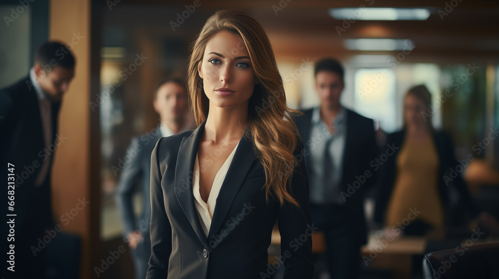 Boss Woman in office walking Boss Woman in office walking