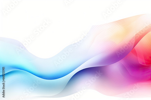 Waves of rainbow colors on white background photo