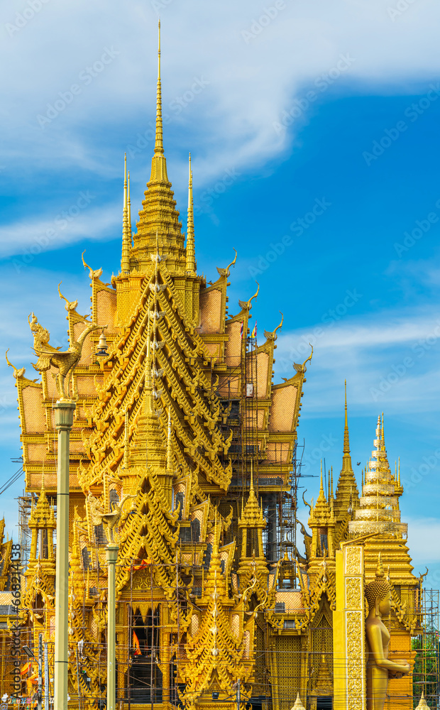 Naklejka premium The beautiful Temple (Thai language:Wat Chan West) is a Buddhist temple (Thai language:Wat) It is a major tourist attraction Phitsanulok, Thailand.