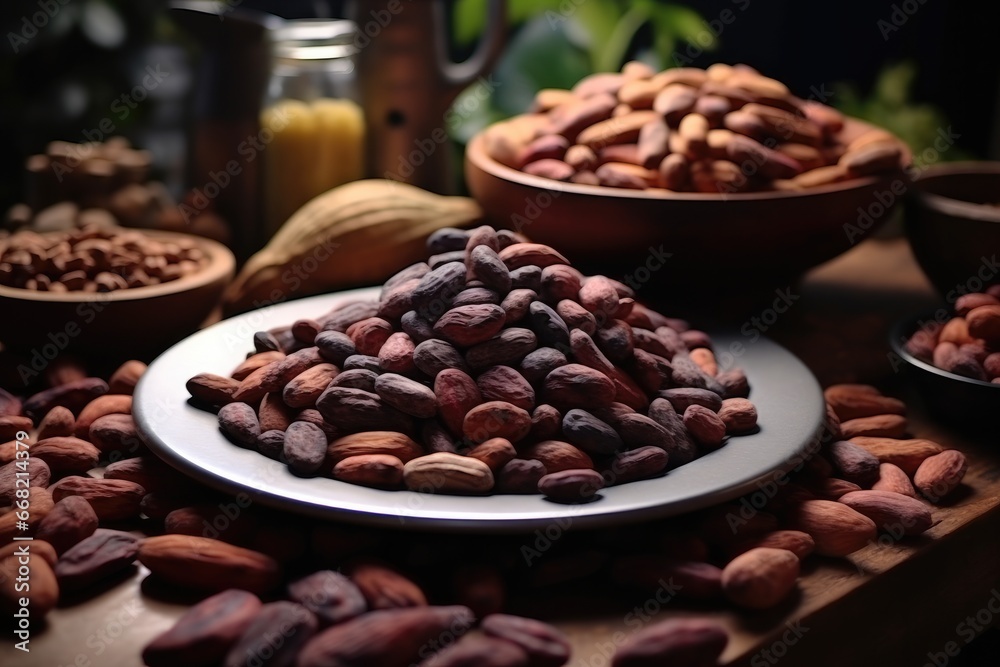 Fototapeta premium Cocoa composition, Cacao food.