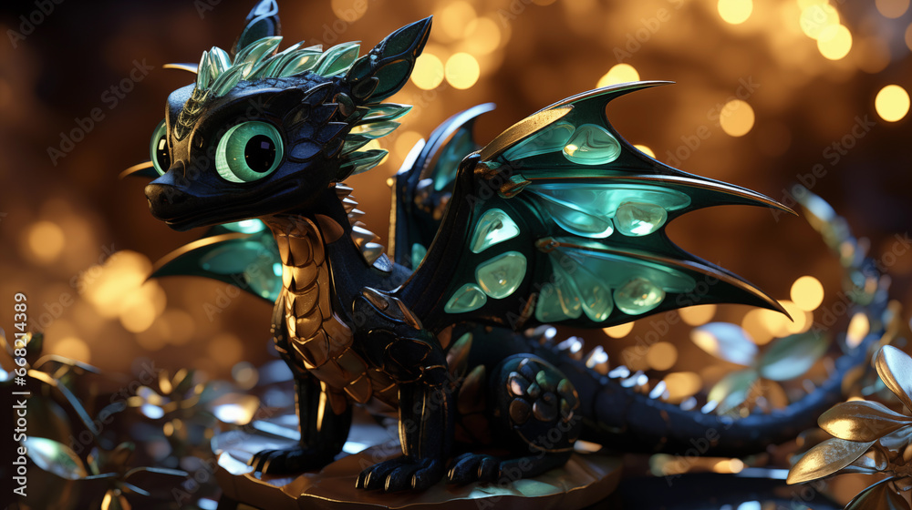 Mystical illustration of a green and golden dragon. Wallpaper, background. Mystical illustration of a green and golden dragon. Wallpaper, background.
