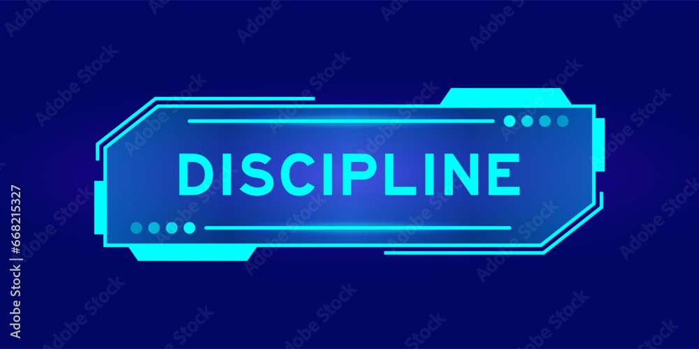 Futuristic hud banner that have word discipline on user interface screen on blue background - obrazy, fototapety, plakaty 