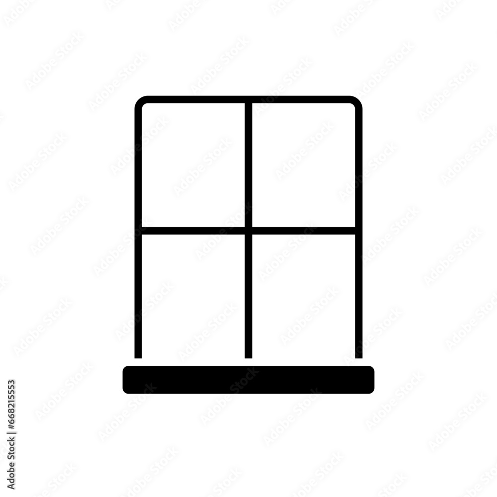 Window icon. Simple solid style. Window frame, square, construction, room, house, home interior concept. Silhouette, glyph symbol. Vector illustration isolated. Window icon. Simple solid style. Window frame, square, construction, room, house, home interior concept. Silhouette, glyph symbol. Vector illustration isolated.