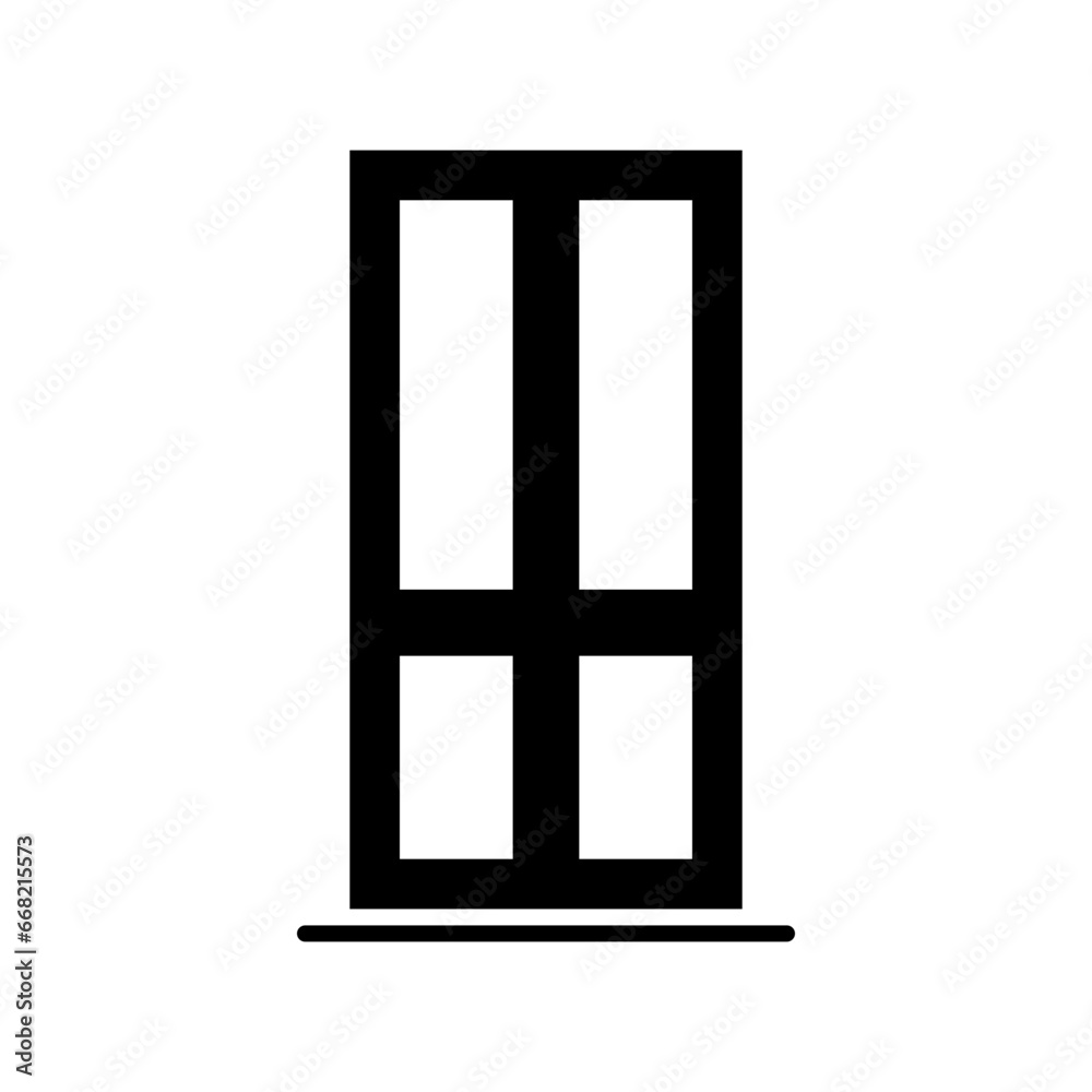 Window icon. Simple solid style. Window frame, square, construction, room, house, home interior concept. Silhouette, glyph symbol. Vector illustration isolated. Window icon. Simple solid style. Window frame, square, construction, room, house, home interior concept. Silhouette, glyph symbol. Vector illustration isolated.