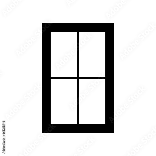 Window icon. Simple solid style. Window frame, construction, room, house, home interior concept. Silhouette, glyph symbol. Vector illustration isolated.