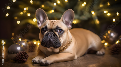 french bulldog puppy in christmas 