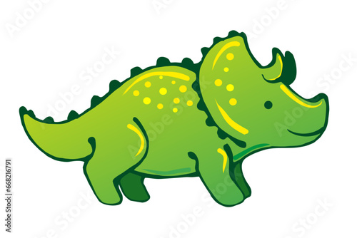 Cute Triceratops isolated on white background. Funny baby dinosaur sticker. Tirex vector graphic. photo