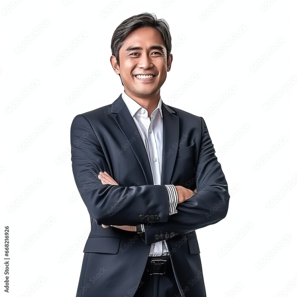 Confident and Smiling Asian Businessman in Professional Attire in white background, Successful Corporate Leader and Business Confidence Concept Confident and Smiling Asian Businessman in Professional Attire in white background, Successful Corporate Leader and Business Confidence Concept