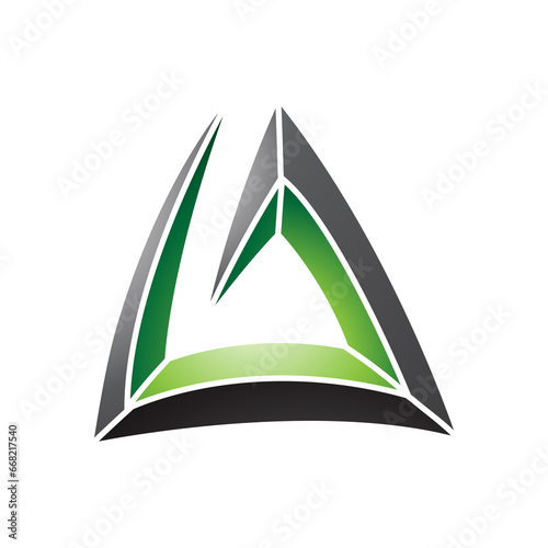 Black and Green Triangular Spiral Letter A Icon