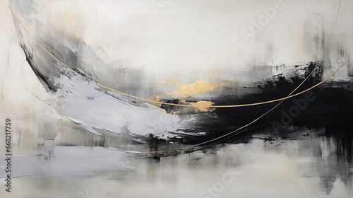 Pintura a óleo abstrata luxuosa cinza e preta