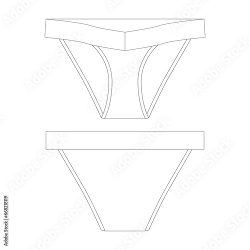 template low rise bikini underwear vector illustration flat design outline clothing collection