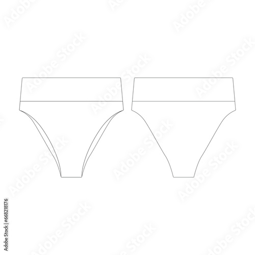 template ribbed high cut bikini bottom vector illustration flat design outline clothing collection