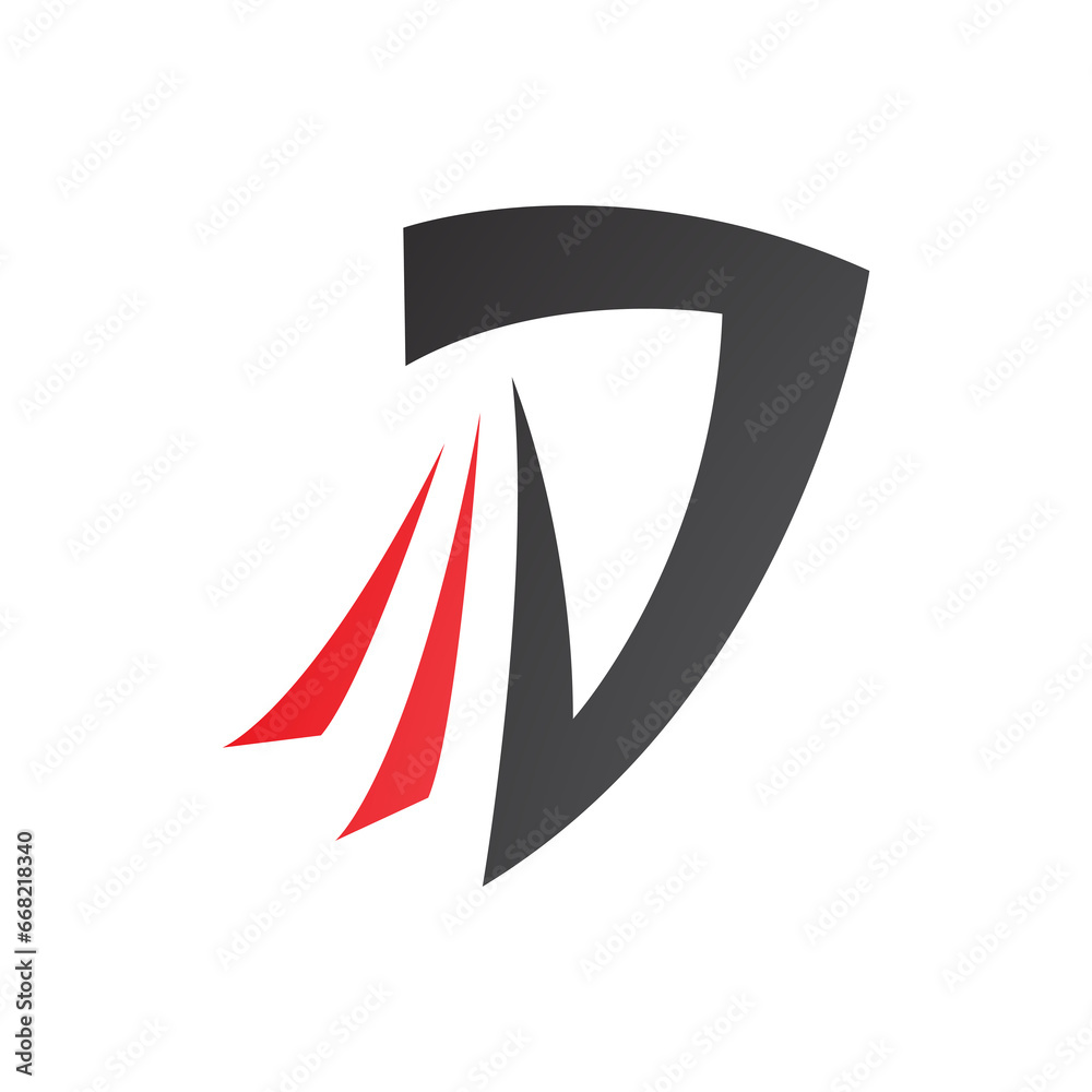 Black and Red Letter D Icon with Tails Black and Red Letter D Icon with Tails