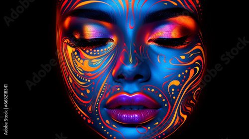 beleza contorno do rosto neon  contornos suaves  marcadores vibrantes