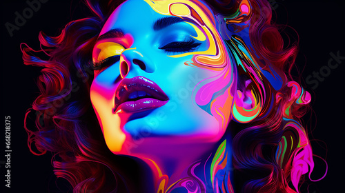 beleza contorno do rosto neon  contornos suaves  marcadores vibrantes