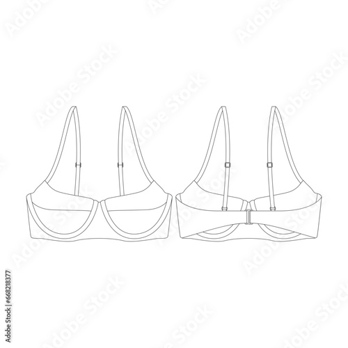 template underwire bikini top vector illustration flat design outline clothing collection