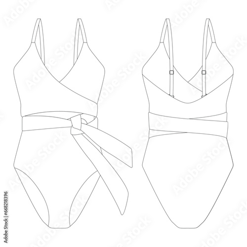 template warp swimsuit vector illustration flat design outline clothing collection