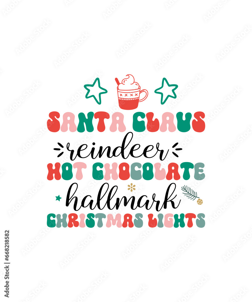 Retro Christmas SVG Bundle, Retro Christmas png, Groovy Christmas svg, Christmas Words svg, Christmas Shirt svg, mama claus svg, Cricut