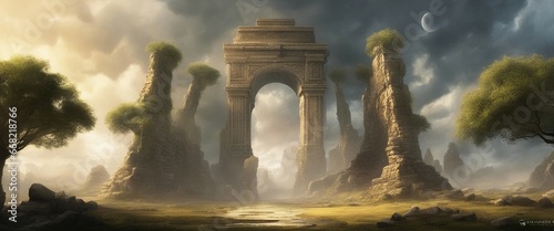 ancient portal ruins wallpaper  photo