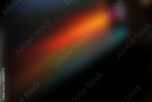 Rainbow refraction Photoshop overlay, leak flare, prism light effect, rainbow sunlight, holographic rays. Blurred bokeh retro photo texture, vintage camera glare. Easy to add as Overlay or Screen Filt