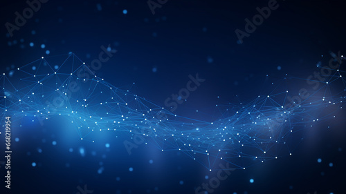 Abstract waving particle technology background design. Abstract wave moving dots flow particles, hi-tech and big data background.